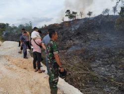 Serka B Waruwu Babinsa Koramil 01/Bkn dan Bhabinkamtibmas Berhasil Padamkan Kebakaran Lahan di Salo